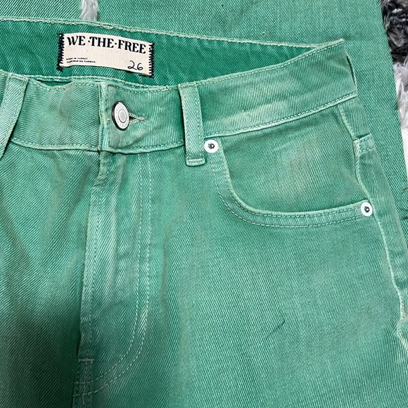 Free People The Pacifica High Rise Slim Straight Leg Kelly Green Jeans - Picture 3 of 3